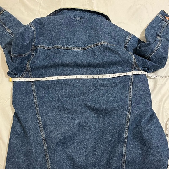 Zara Oversized Blue Denim Jacket with White Sherpa Lining Women’s Size Small - Picture 6 of 6